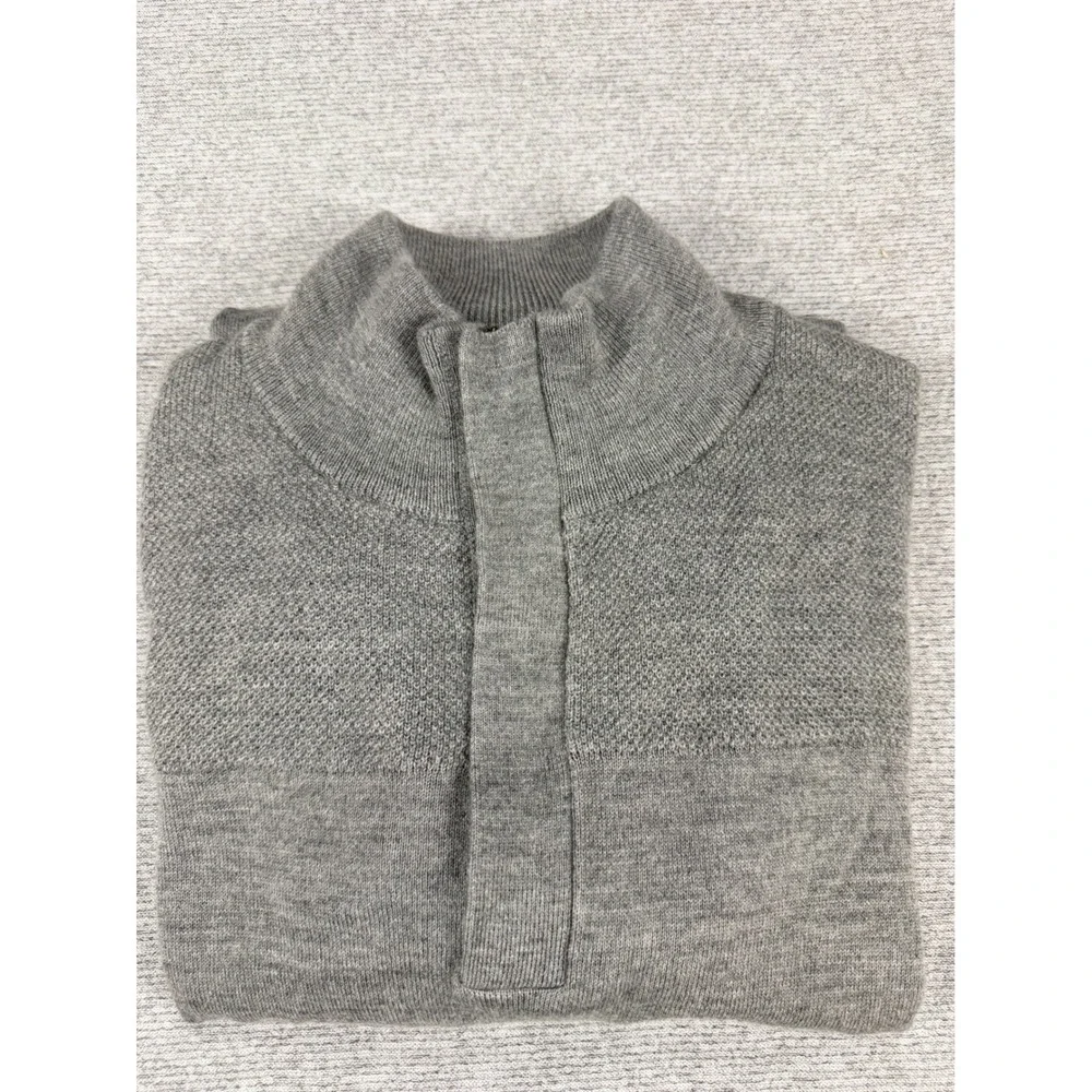 Banana Republic Mens XL Gray Merino Wool Blend Quarter Zip Sweater 980773
